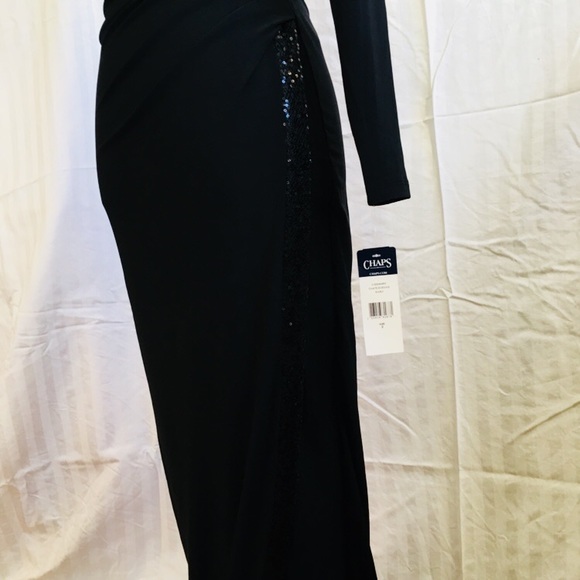 NWT Chaps long gown dress black with sequins sze 2 - Picture 4 of 7